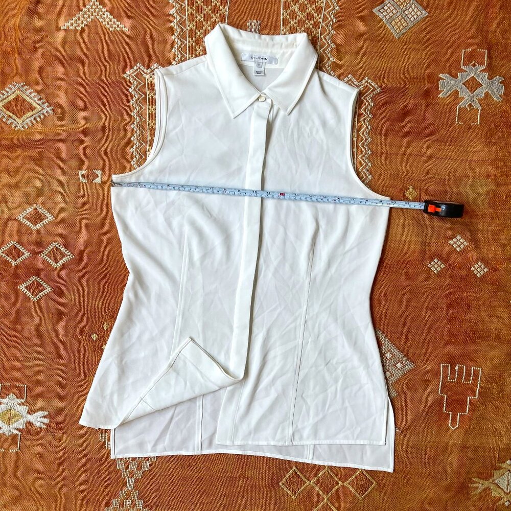 Women's St. John Sleeveless Blouse – Soft White/Ivory – Silk Tunic – Medium - Picture 2 of 4